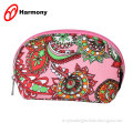 Hot sale beauty floral print canvas travel kit pink bag